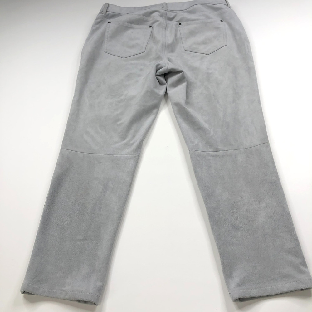 Chico's Faux Suede 1.5 (Fit 34W 25L) Mid Rise Slim Straight Pants Gray MINT